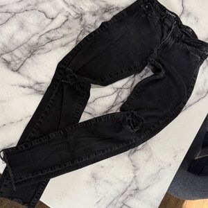 AG Adriano Goldschmied Black Skinny destroyed Ankle Jeans size 25R